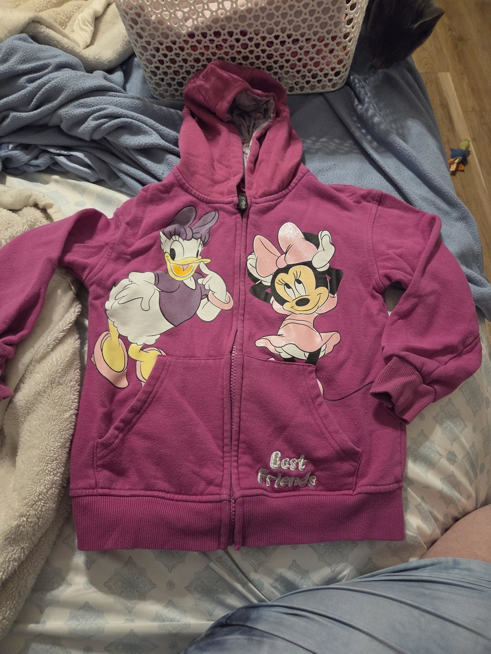 Girls' Minnie & Daisy Pink Fleece Zip Hoodie - Best Friends
